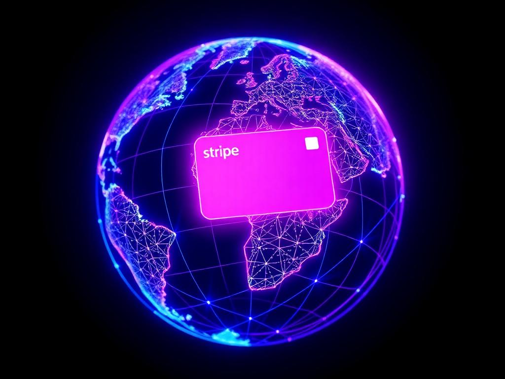 Stylized glowing globe representing global markets with Stripe payments